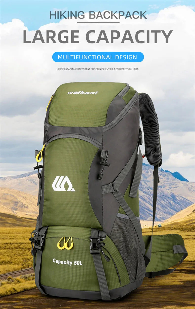 50L Waterproof Travel Backpack – Large Hiking & Camping Rucksack for Men